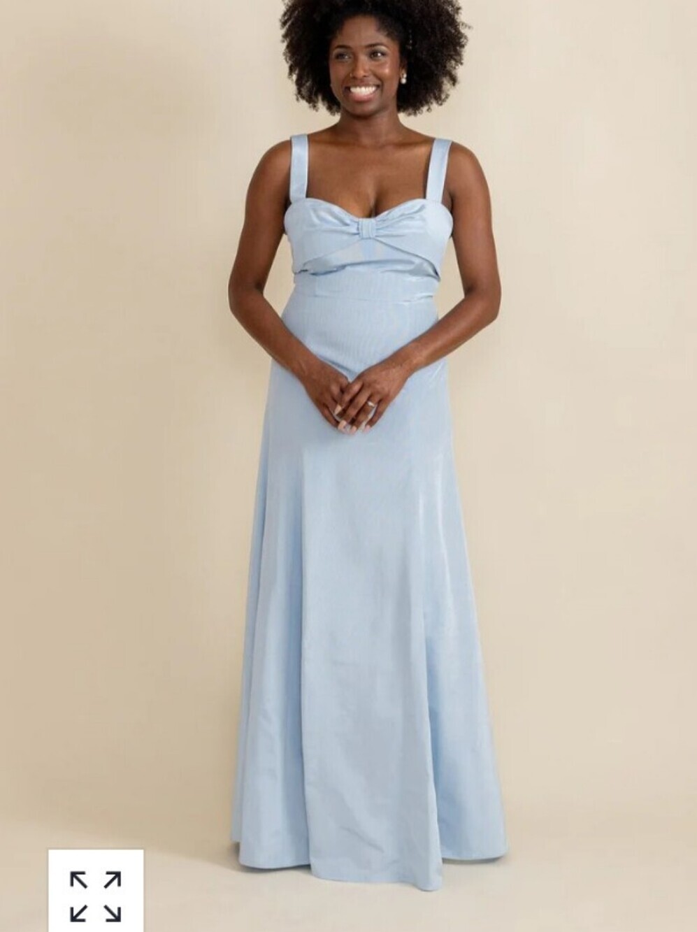 Lula Kate Bow Top Floor length Blue Bridesmaid Dress Size 4